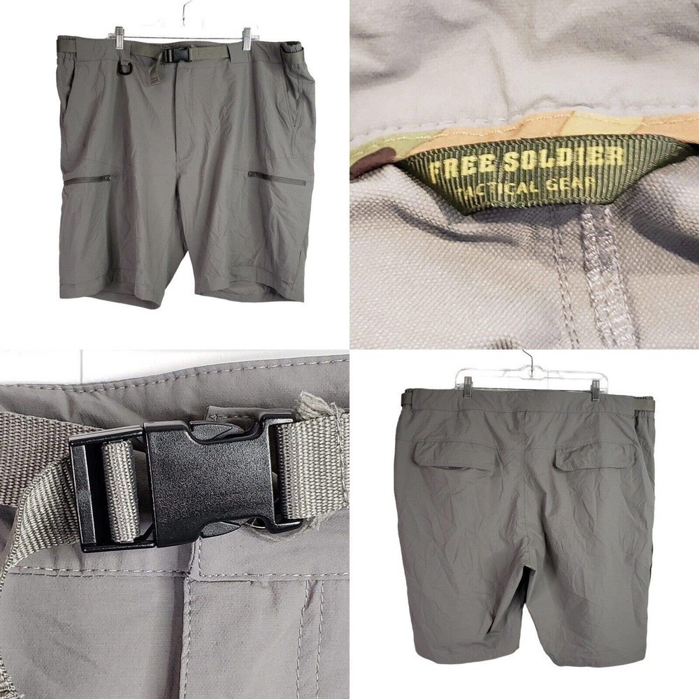 Free Soldier Tactical Gear Cargo 10” Shorts Men's Size 48 Nylon Stretch Gray